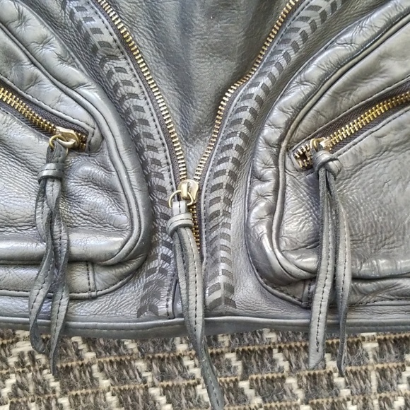 Large C.Z. Falconer Designer Black Leather Handbag purse - Picture 3 of 7